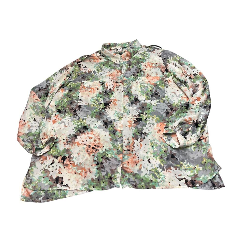 Jaclyn Smith Shirt Women's 2X Multicolor Floral Pockets Collared Button Down - Picture 1 of 7